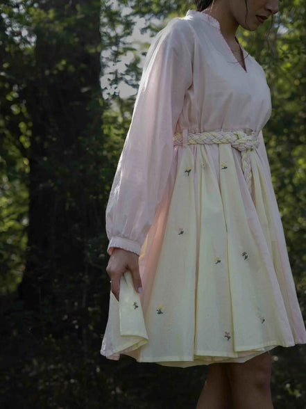 Nima Dress - Beige and Yellow