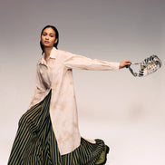 Olive Black Stripe Skirt