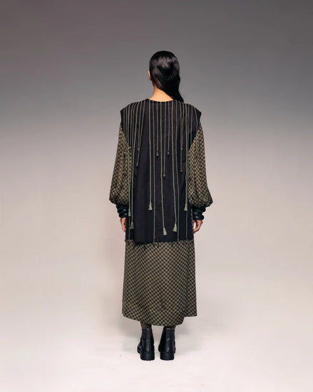 Olive Cord Emb Side Open Jacket