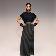 Olive Cotton Net Skirt