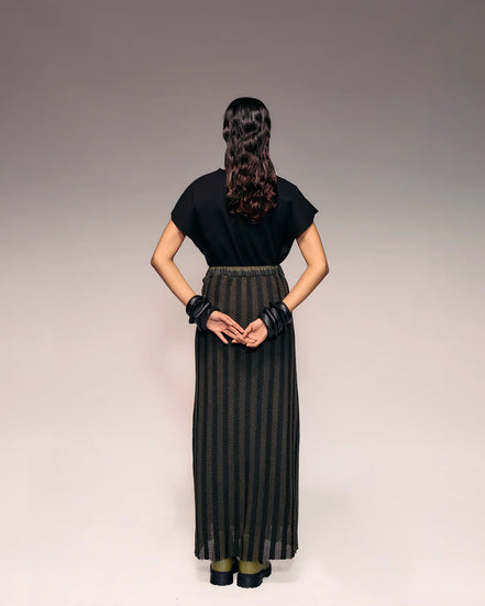 Olive Cotton Net Skirt