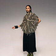 Olive Embroidered Crochet Cape