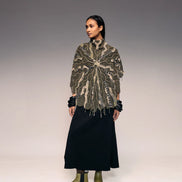 Olive Embroidered Crochet Cape