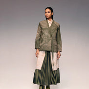 Olive Kantha Embroidered Khadi Jacket