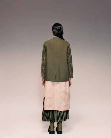 Olive Kantha Embroidered Khadi Jacket