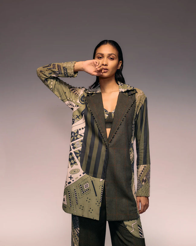 Olive Patch Cropped Trouser