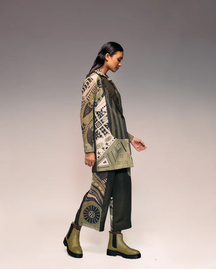 Olive Patch Cropped Trouser
