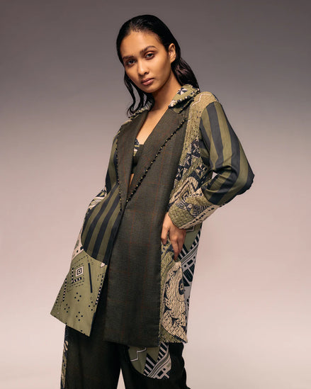 Olive Patch Cropped Trouser