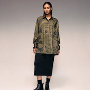 Olive Print Oversized Shirt