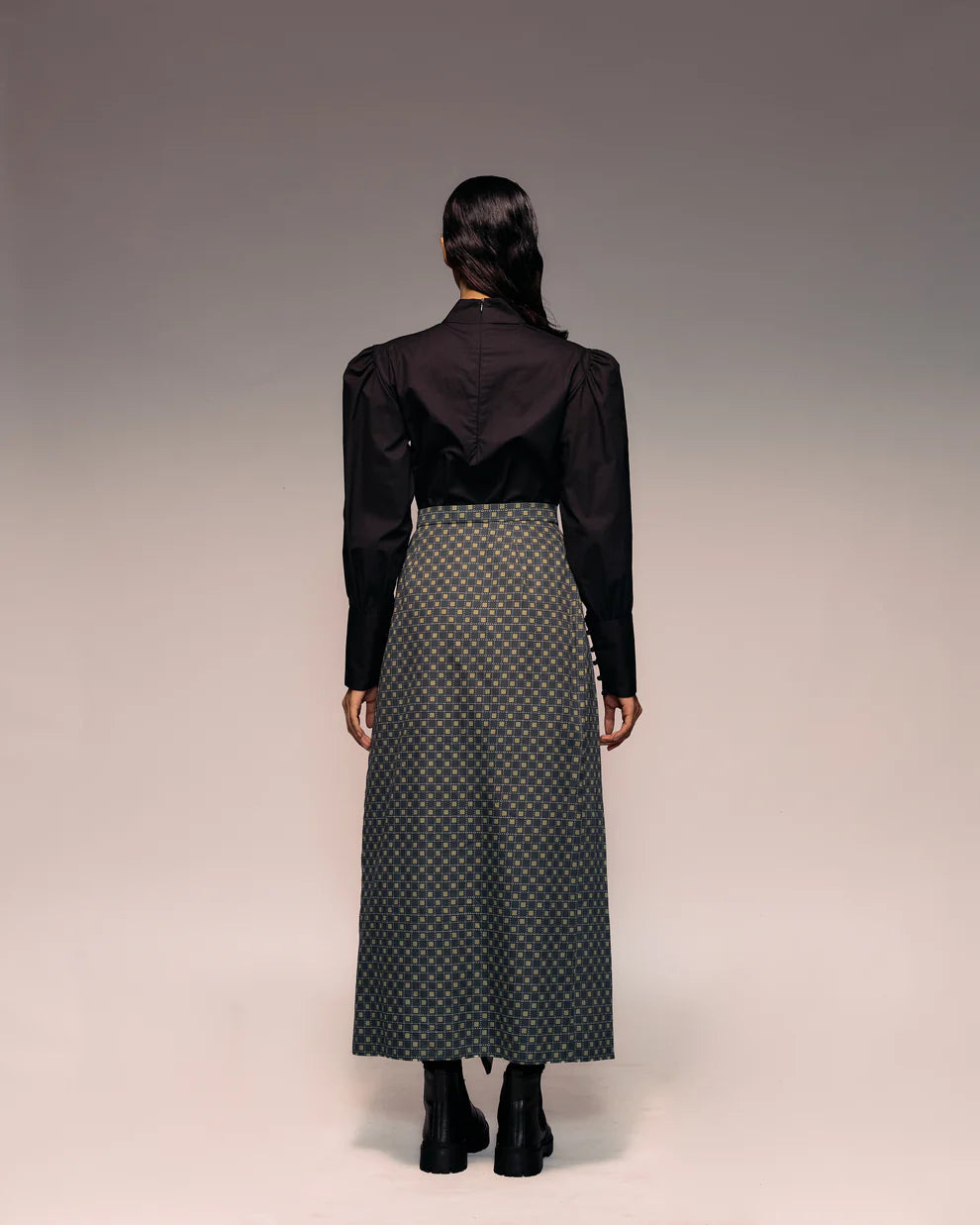 Olive Print Reversible Flap Skirt