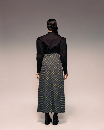 Olive Print Reversible Flap Skirt