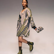 Olive Print Shift Dress
