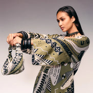 Olive Print Shift Dress