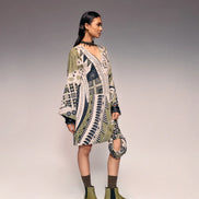 Olive Print Shift Dress