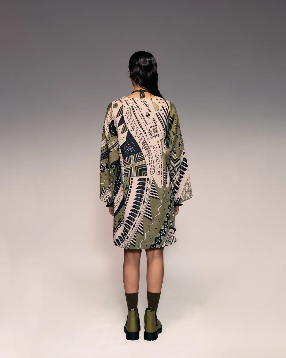 Olive Print Shift Dress