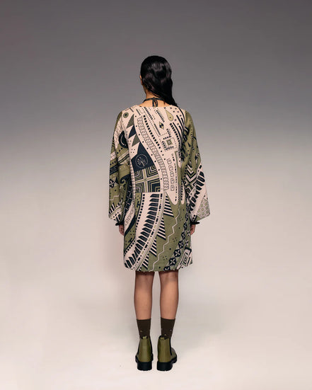 Olive Print Shift Dress