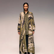 Olive Print Silk Cape