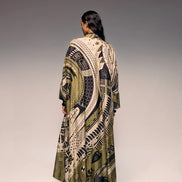Olive Print Silk Cape