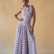 One Shoulder Long Dress - Geometric Print