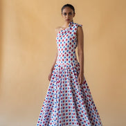 One Shoulder Long Dress - Geometric Print