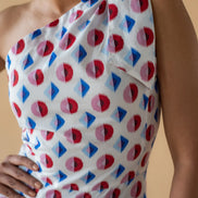 One Shoulder Long Dress - Geometric Print