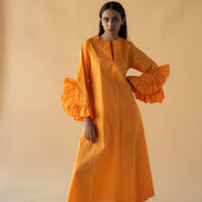 Orange Kaftan with Frilled Sleeve