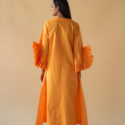 Orange Kaftan with Frilled Sleeve
