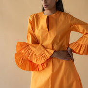Orange Kaftan with Frilled Sleeve