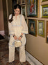 Plain Dobby Mirror Yoke Kurta with Wide Leg Pant Set