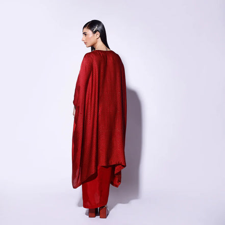 Red Circle Embroided Kaftan