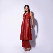 Red Panel Dress Pant Set