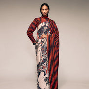 RUST PRINT SILK SAREE