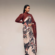 RUST PRINT SILK SAREE