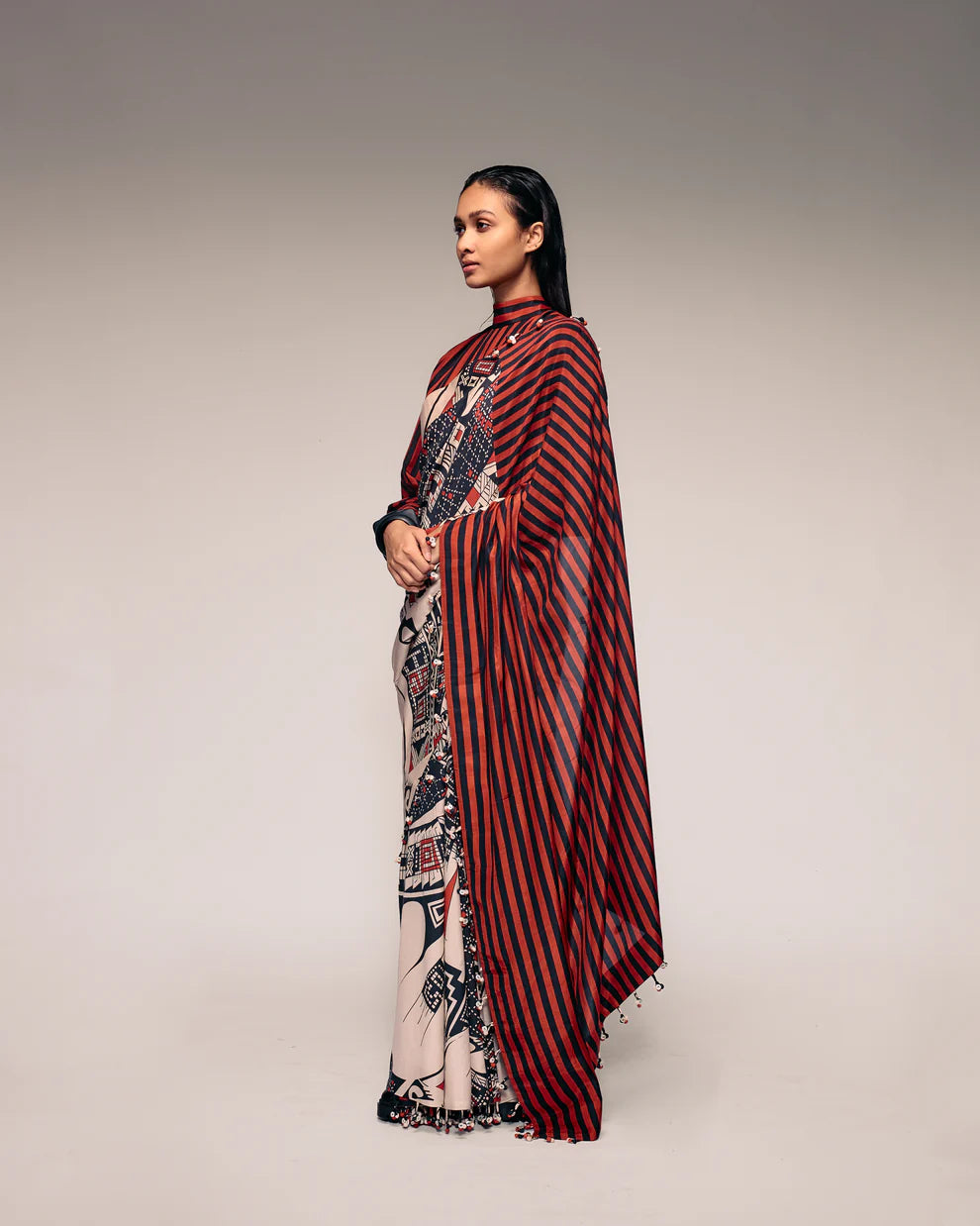 RUST PRINT SILK SAREE