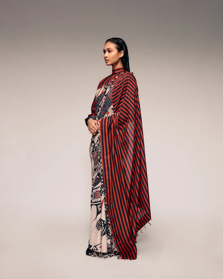 RUST PRINT SILK SAREE