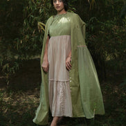 Rabia Set - Dress and Jacket - Green and Pink