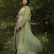 Rabia Set - Dress and Jacket - Green and Pink