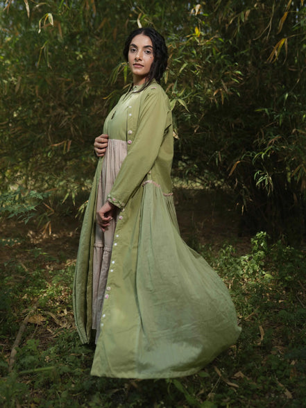 Rabia Set - Dress and Jacket - Green and Pink