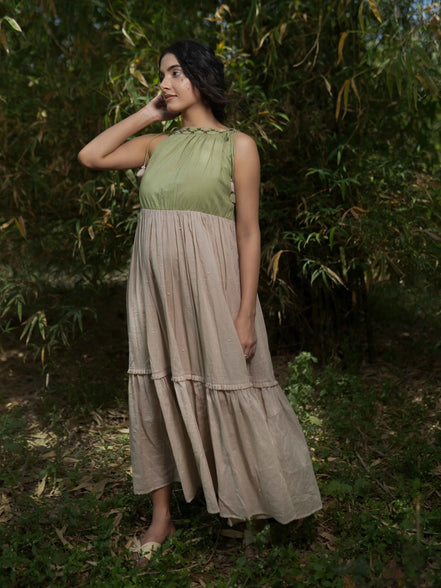 Rabia Set - Dress and Jacket - Green and Pink
