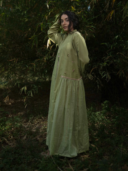 Rabia Set - Dress and Jacket - Green and Pink