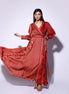 Red Printed Wrap Dress