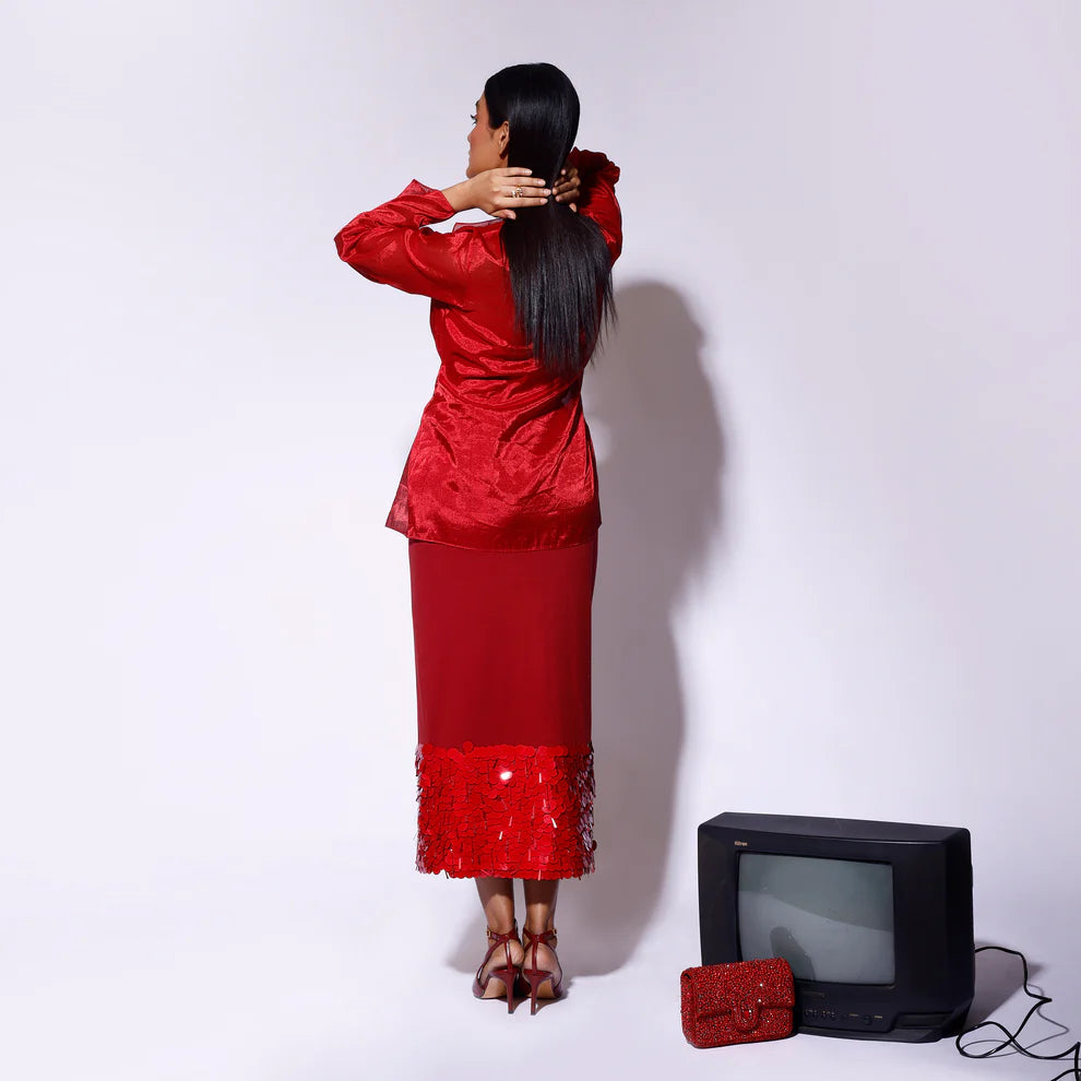 Red Tissue Wrap Top
