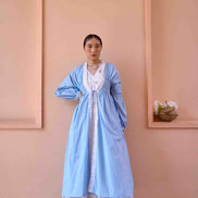 Rose Dress and Jacket Set - Blue and White