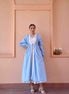 Rose Dress and Jacket Set - Blue and White
