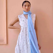 Rose Dress and Jacket Set - Blue and White