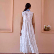 Rose Dress and Jacket Set - Blue and White