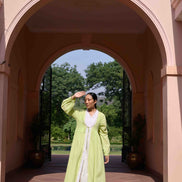 Rose Dress and Jacket Set - Green and White