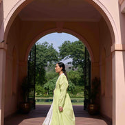 Rose Dress and Jacket Set - Green and White