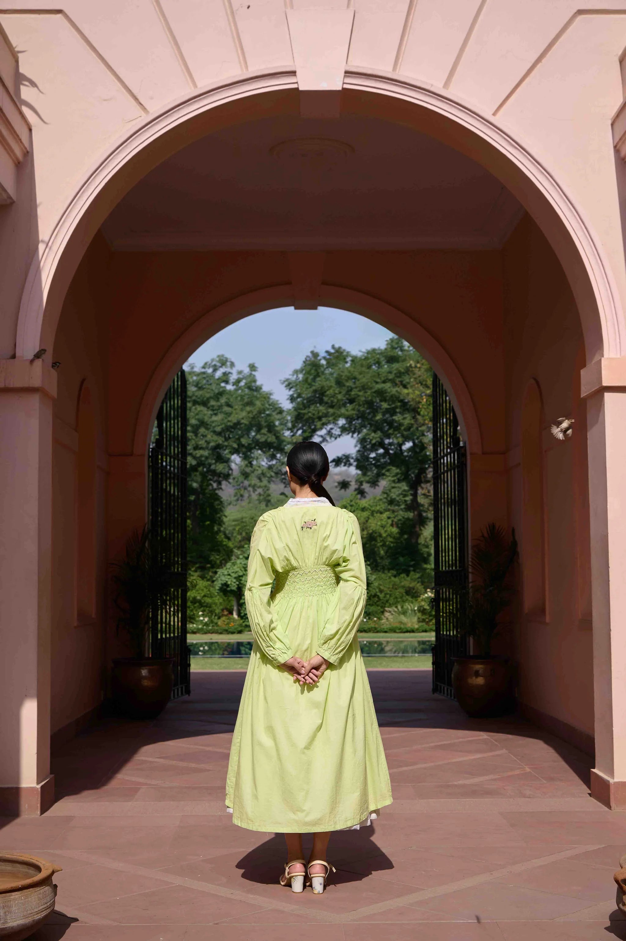 Rose Dress and Jacket Set - Green and White