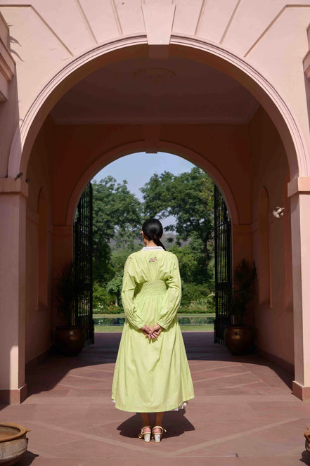 Rose Dress and Jacket Set - Green and White